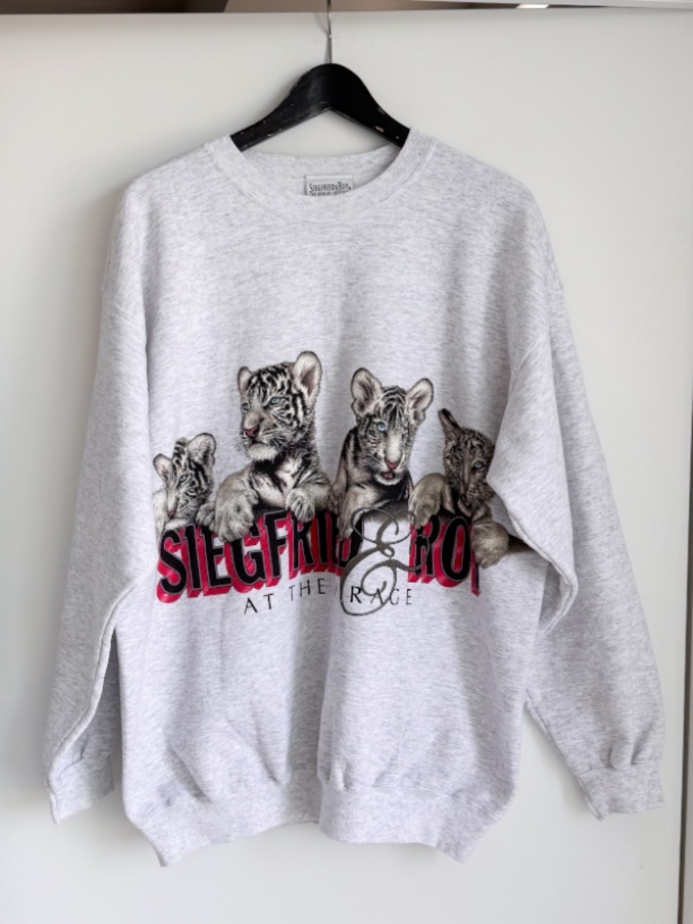 Vtg Siegfried & Roy The Mirage White Tiger Cubs Crewneck Sweatshirt L Oversized